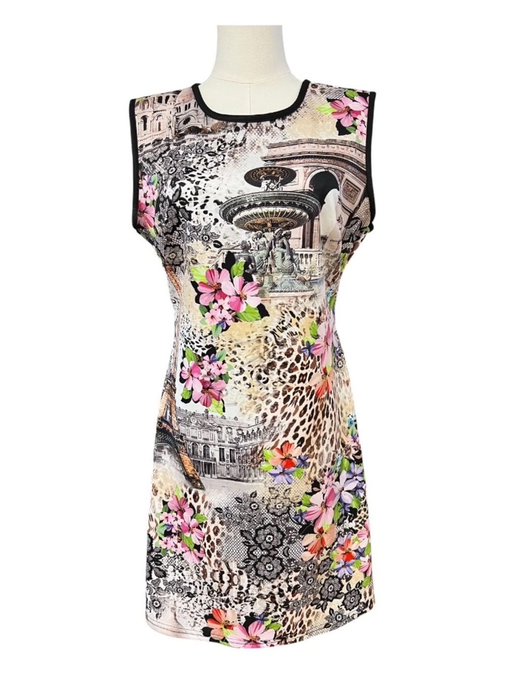 EUC Cocoom Mixed Collage Graphic Bodycon Midi Dress | Size XL